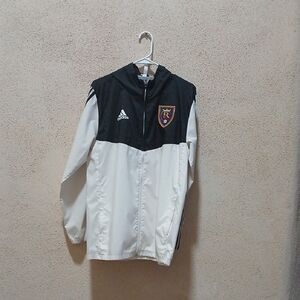 MAKE OFFER Adidas Black and White Sporty Windbreaker